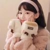 Christmas Plush Gloves Winter Ladies Thickened Warm Girls Cute Students Cycling Cold Half Finger 2025 New
