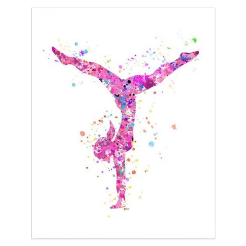 Colorful Watercolor Gymnastic Girl Posters Prints Abstract Canvas Paitning Nordic Wall Art Pictures for Living Room Home Decor