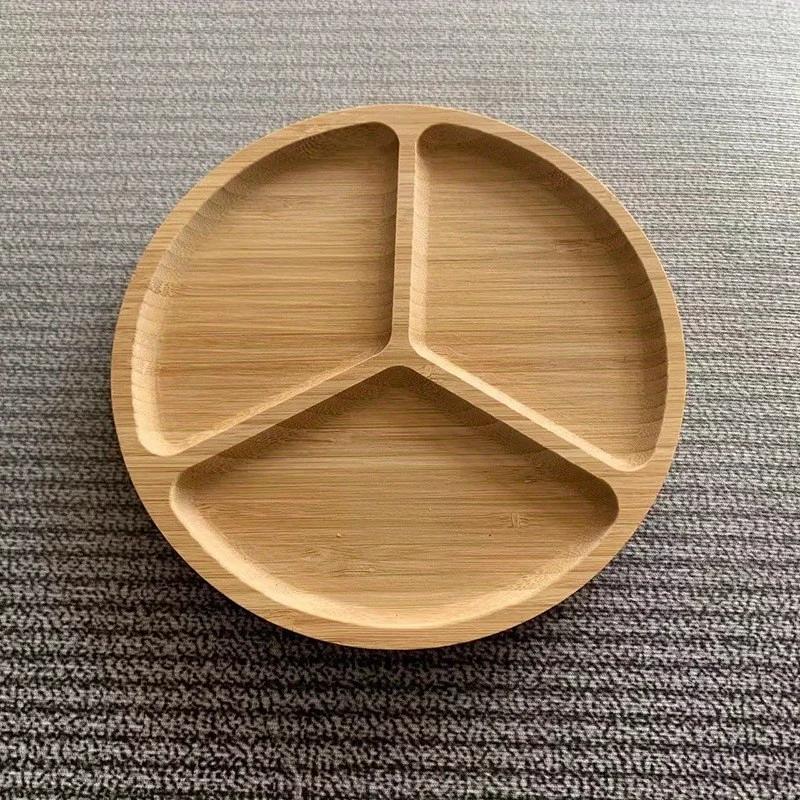 Wooden Divided Serving Trays Bamboo Fruit Tray with 5 Compartments Round Serving Tray for Party Dishes Snacks Dried Fruits