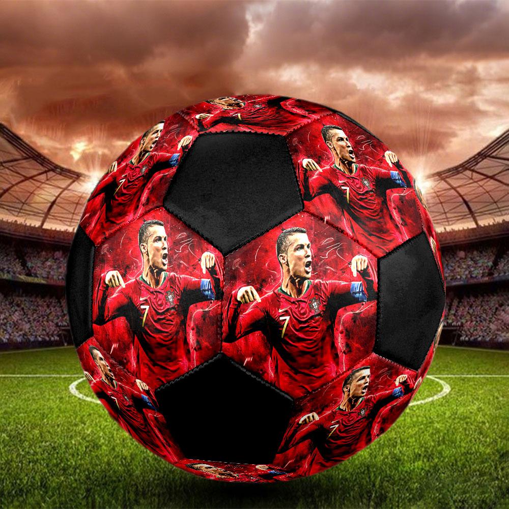 Cristiano Ronaldo CR7 Print Size 5 Soccer Ball, Machine-Stitched PVC, Durable & High Bounce, All Ages Fit, Fan Merchandise, Matches & Outdoor Use.