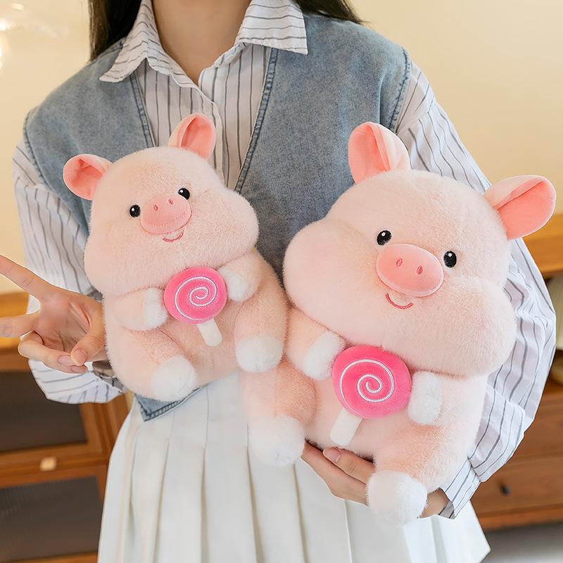 New Candy Pig Plush Toy Doll Cute Lollipop Pig Doll Children's Pillow