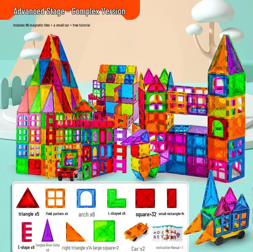 Stained Glass Magnetic Tile Building Blocks - Educational Toy for Developing Spatial Thinking