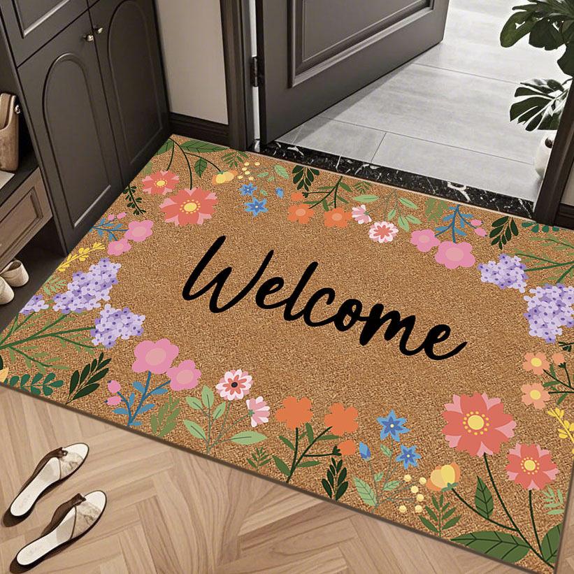 Green Leaves Welcome Mats Entrance Mats Color Printed Outdoor Soil Mats Home Decoration Door Mats
