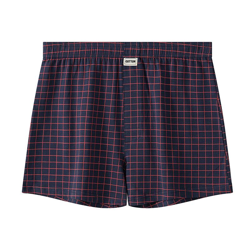 Huajielong Men's Plaid Cotton Boxer Briefs - Loose, Thin & Breathable
