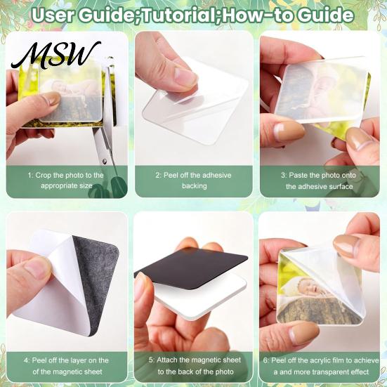 Office Whiteboard Magnet Accessories 5/6/8/10/15/20/24 Sets DIY Acrylic Fridge Kit, Square Refrigerator with Adhesive Backing, Clear Picture