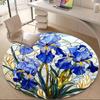 1PC Iris StainedGlass Office Round Area Rug, Indoor Mat Suitable ForOffice, Under Office Chairs Bedroom Living Room Home Decor, Room Deco,  F014