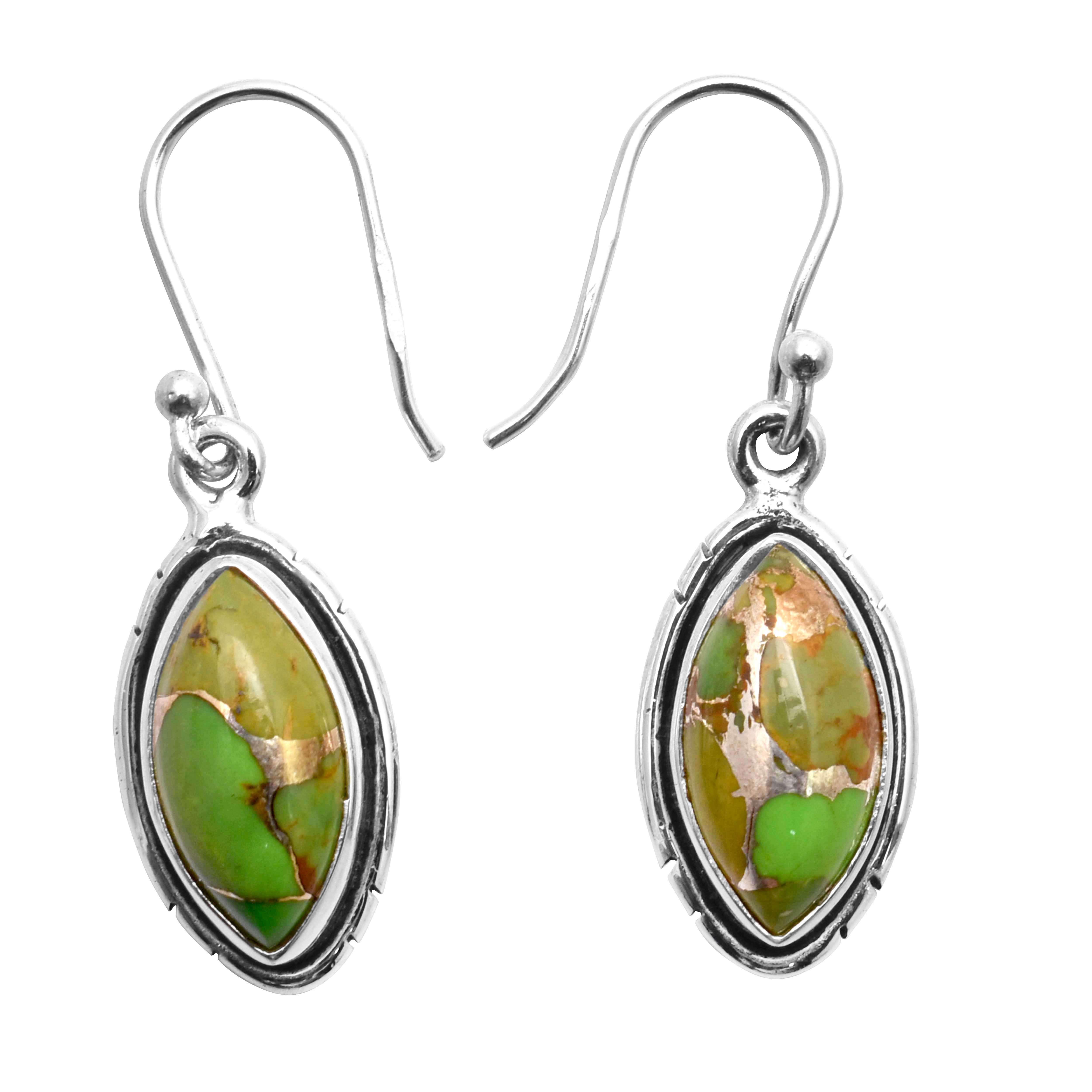 

Green Turquoise Gemstone Earrings Solid 925 Sterling Silver Handmade Earrings Jewelry Gift For Women And Girls E-3512