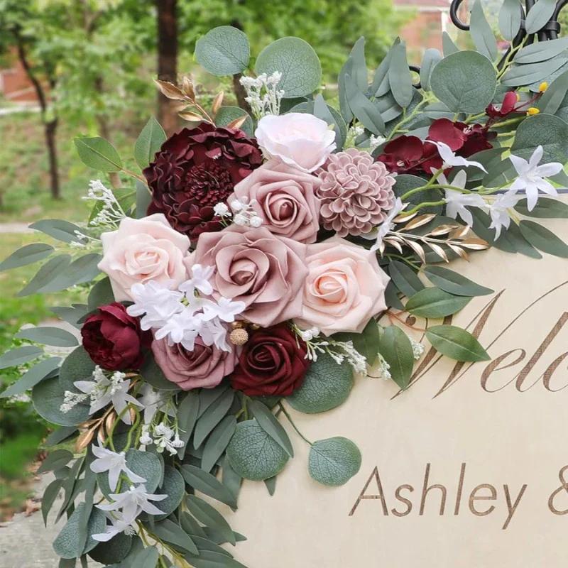 Lotus Root Pink Welcome Flower Hotel Signage Floral Arrangement Wedding Arch Flower Wedding Outdoor Decoration Rose