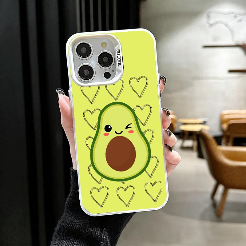 

Cartoon Cute Avocado Soft Phone Case for iPhone 15 16 17 Pro Max 17Air 16E 14 Plus 13 12 Mini Shockproof Cover Back Shell iPhone 12 Pro Max
