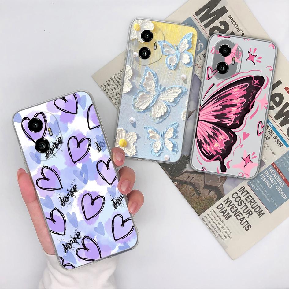 Silicone Soft TPU For Huawei Honor 300 Pro 70 200 Lite X5B Plus X6 X6B X6S X8 Back Cover Fashion Pink Bow Tie Pattern Transparent Anti Slip For Huawei
