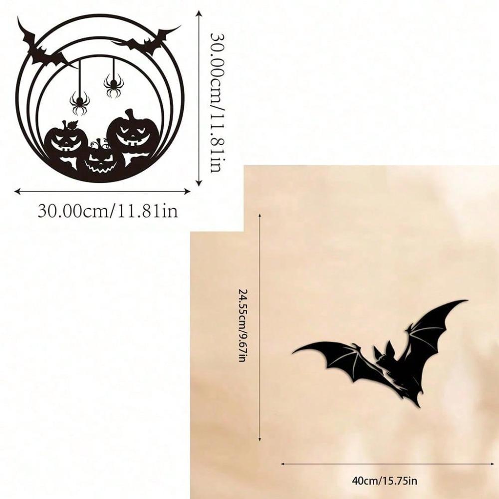 Wrought Iron Bat Wall Decor, 15.75x9.67 Inch Gothic Home Accent for Halloween, Indoor/Outdoor Metal Art TY7744