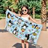 1 pièce Serviette de plage Pingu Penguin Dessin Animé Imprimé Microfibre Séchage Rapide Kawaii Serviette de Bain pour Enfants Pour Piscine Plage Voyage Cadeau Enfants