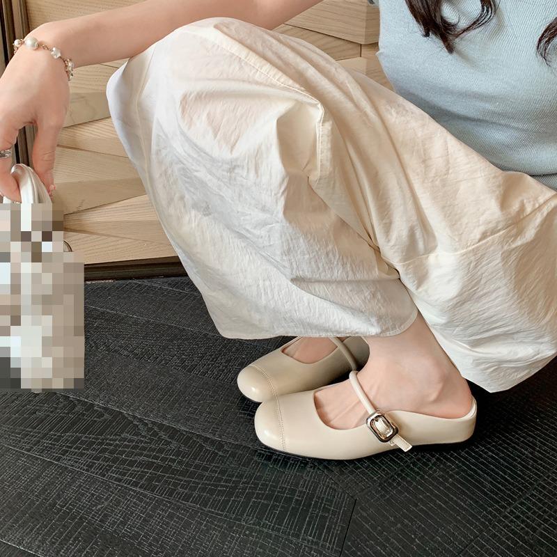 Solid Color Simple Slippers Elegant Casual Flat Wear-resistant Comfortable Fashionable Women's Muller Chaussure Femme