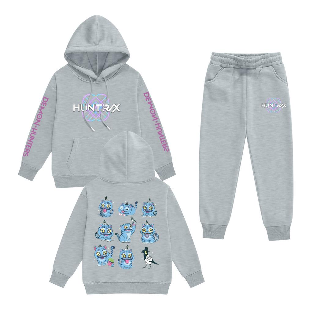 Kids' Long Sleeve Loose Pullover Letter Print Drawstring Hooded Sweatshirt Sweatpants Set