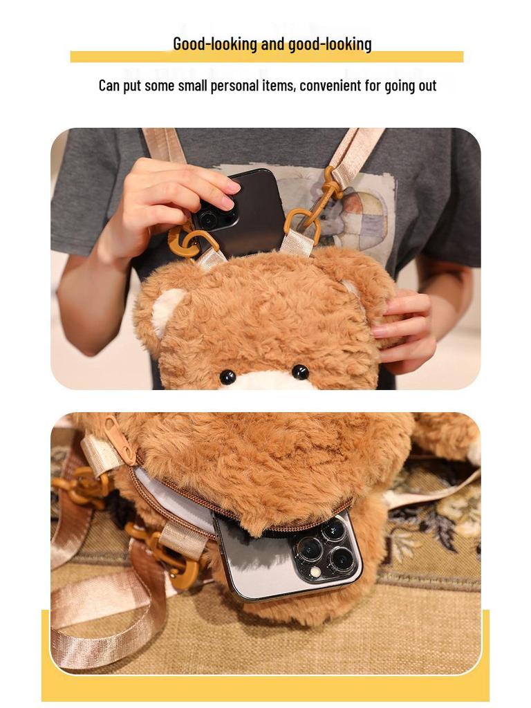 Little Bear Plush Toy Backpack & Crossbody Bag for Girls