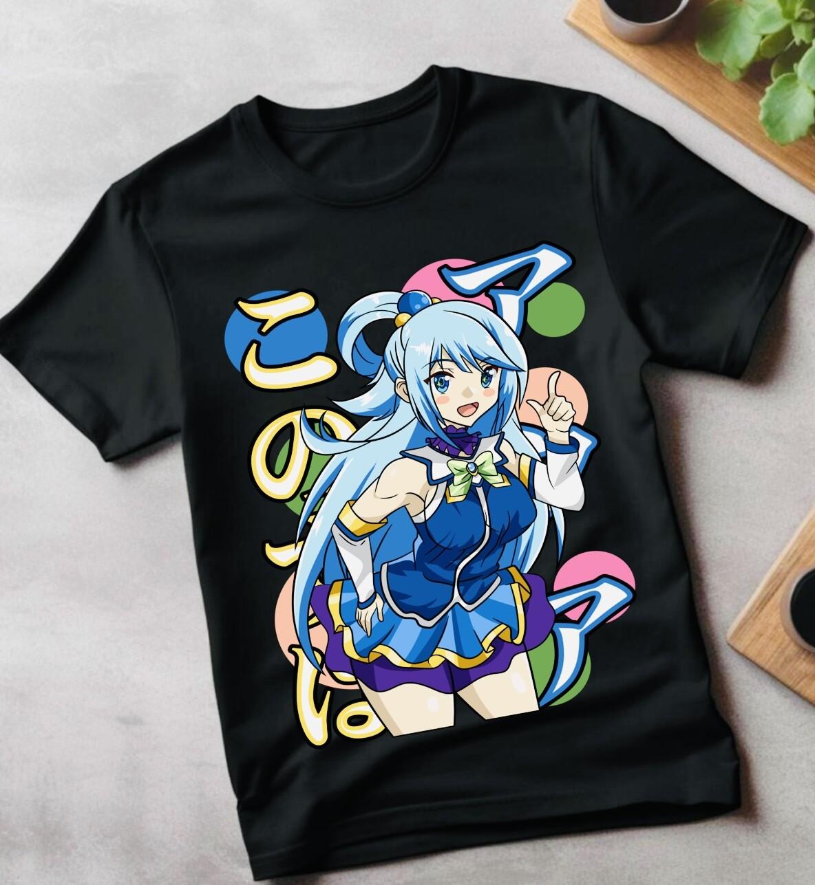Konosuba Megumin T-Shirt Mens Womens Tees Top Waifu Kawaii Anime Japanese Unisex Black Short sleeve S