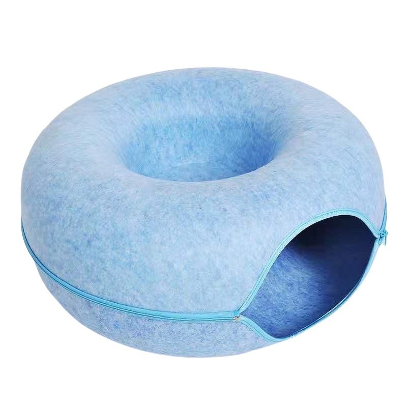 Bed Tunnel Cat Felt Pet Puppy Nest Cave House Round Donut Interactive Toy Play