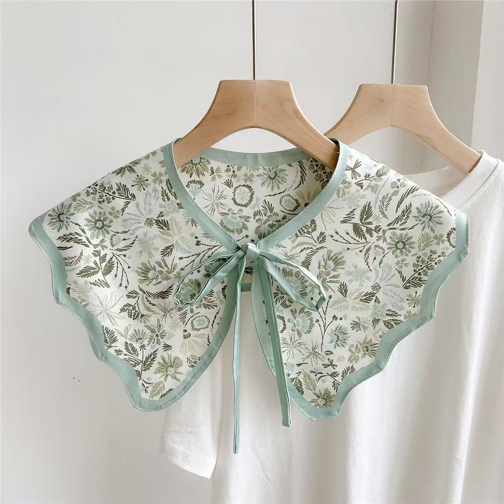 Versatile Printed Fake Collar Convenient Detachable Collar Shawl with Shoulder Straps Vintage Lace Ladies False Blouse Collar