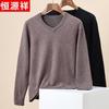 Hengyuanxiang Men's V-Neck 100% Pure Wool Pullover