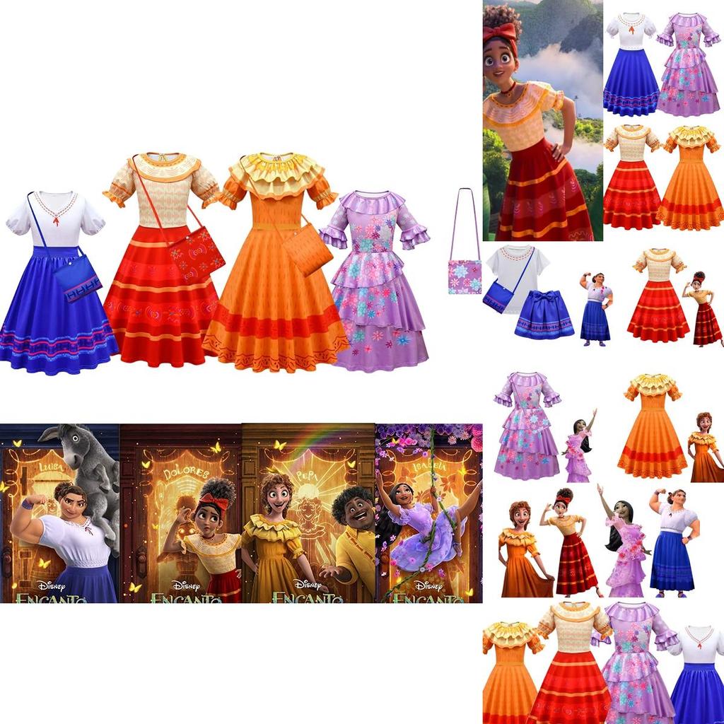 Encanto Mirabel Girls Princess Dress For Costume Parties And Cosplay Floral Detail
