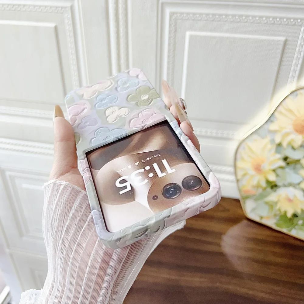 Colorful Embossed Effect Watercolor Flower Phone Case for Motorola Razr 60 Ultra 50 2024 Ultra 2025 Slim Camera Protection Cover