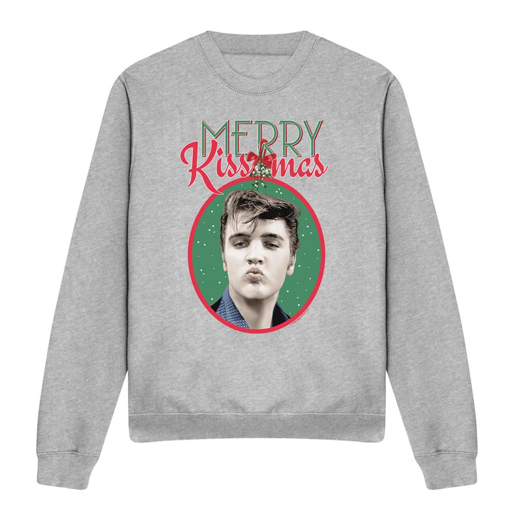Elvis Presley Unisex Erwachsenen Merry Kissmas Weihnachts-Sweatshirt