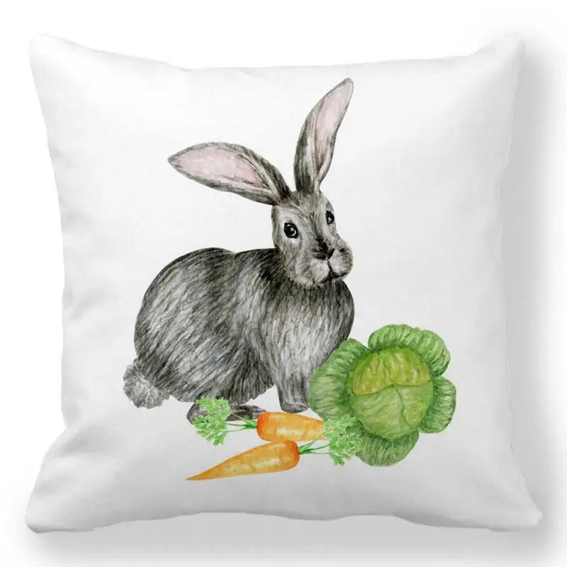 Easter Bunny Cushion Cover Easter EggHoliday Decoration Home Sofa Throw Pillowcase Easter Party Cushion Cover Square 45X45 Cm