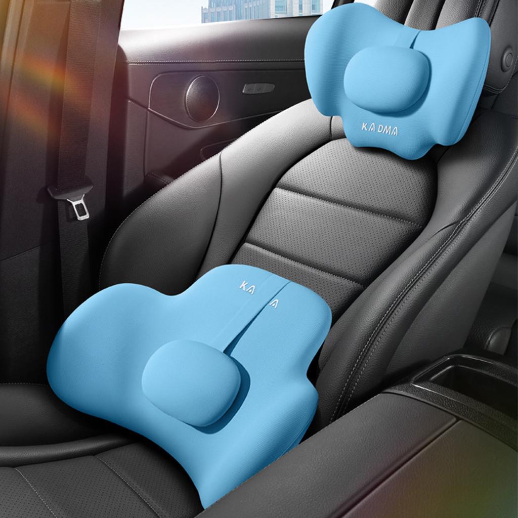 Comfortable Memory Car Seat Headrest/Lumbar Support Adjustable Design Lightweight for Long Drives & Office Work