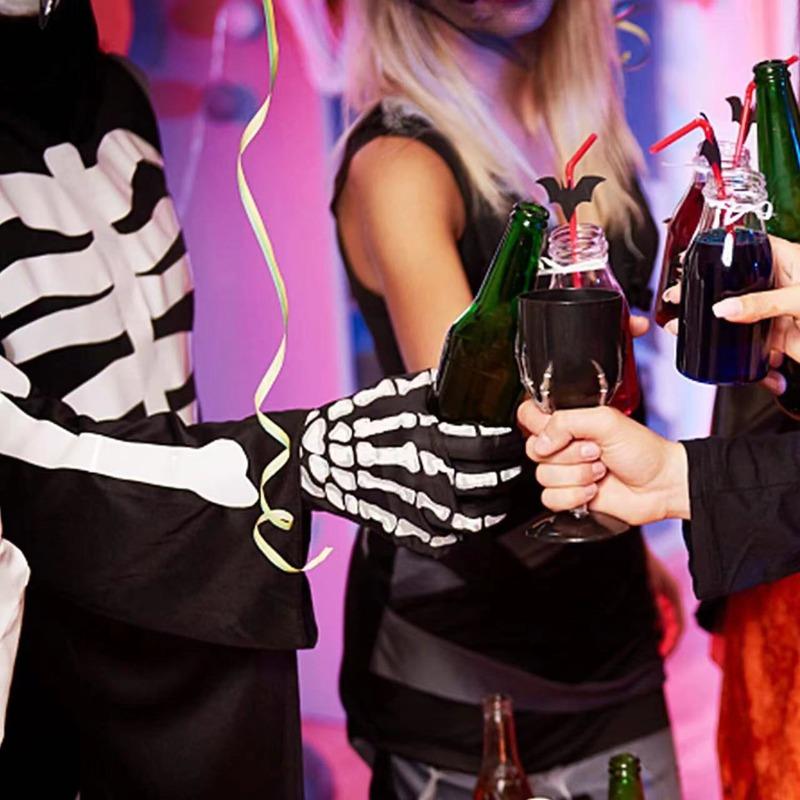 Halloween Gloves Black White Makeup Props Halloween Supplies Naturalness Skull Ghost Claw Gloves Festival Products