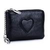 Women's Leather Coin Purse with KeyChain Small Zipper Heart pattern Change Pouch for Women Wallet Hanging Buckle Coin holders