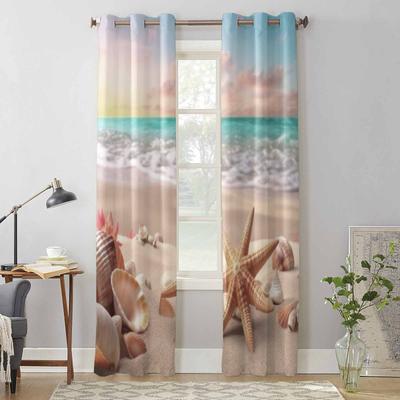 Sommer Strand Seesterne Muscheln Wellen Fenster Vorhänge für Wohnzimmer Luxus Schlafzimmer Vorhang Küche Jalousien Vorhänge Vorhänge