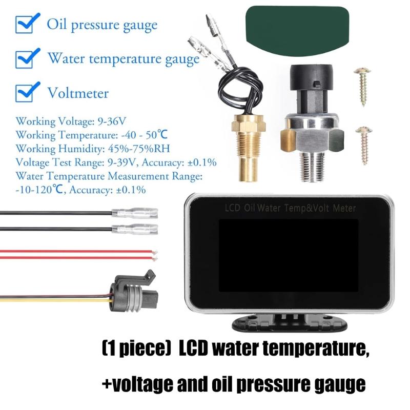 Universal LCD Meter for Motorcycles Displaying Water Temp Voltage and Oil Pressure Featuring Easy Installation and Backlight