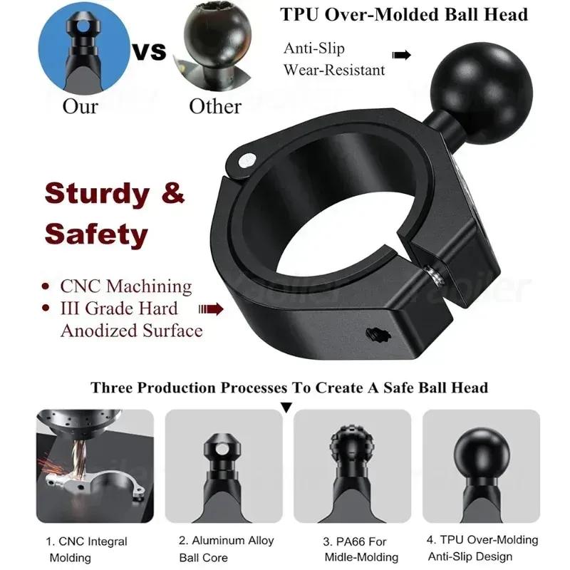 UTV Motorcycle Bicycle Handlebar Mount Adapter Clamp Base with 1" Ball Fit 1.5''/1.65''/1.75''/1.85''/2'' Roll Cage Bar