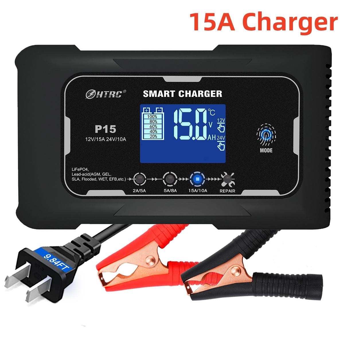 

HTRC 15A/20A/25A/35A Car Battery Charger 12V 24V Smart Charger for Lead-Acid PB AGM LiFePO4 Batteri Automatic Motorcycle Charger US PLUG