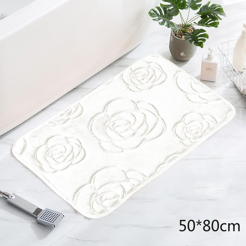 Tappetino da bagno con rose in rilievo Tappetino da bagno antiscivolo nel lavabo Vasca da bagno Tappeto da pavimento laterale Doccia Zerbino Memory Foam 3D Pad