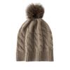 Women's 100% Cashmere Pom-Pom Hat - Three-Strand Winter Knit, Versatile Cable, Warm Ear Protection