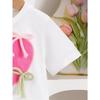 4-7Y Children's Clothing Love Bow Beige Top + Pink Pleated Skirt Set Kids Set Girl Gress
