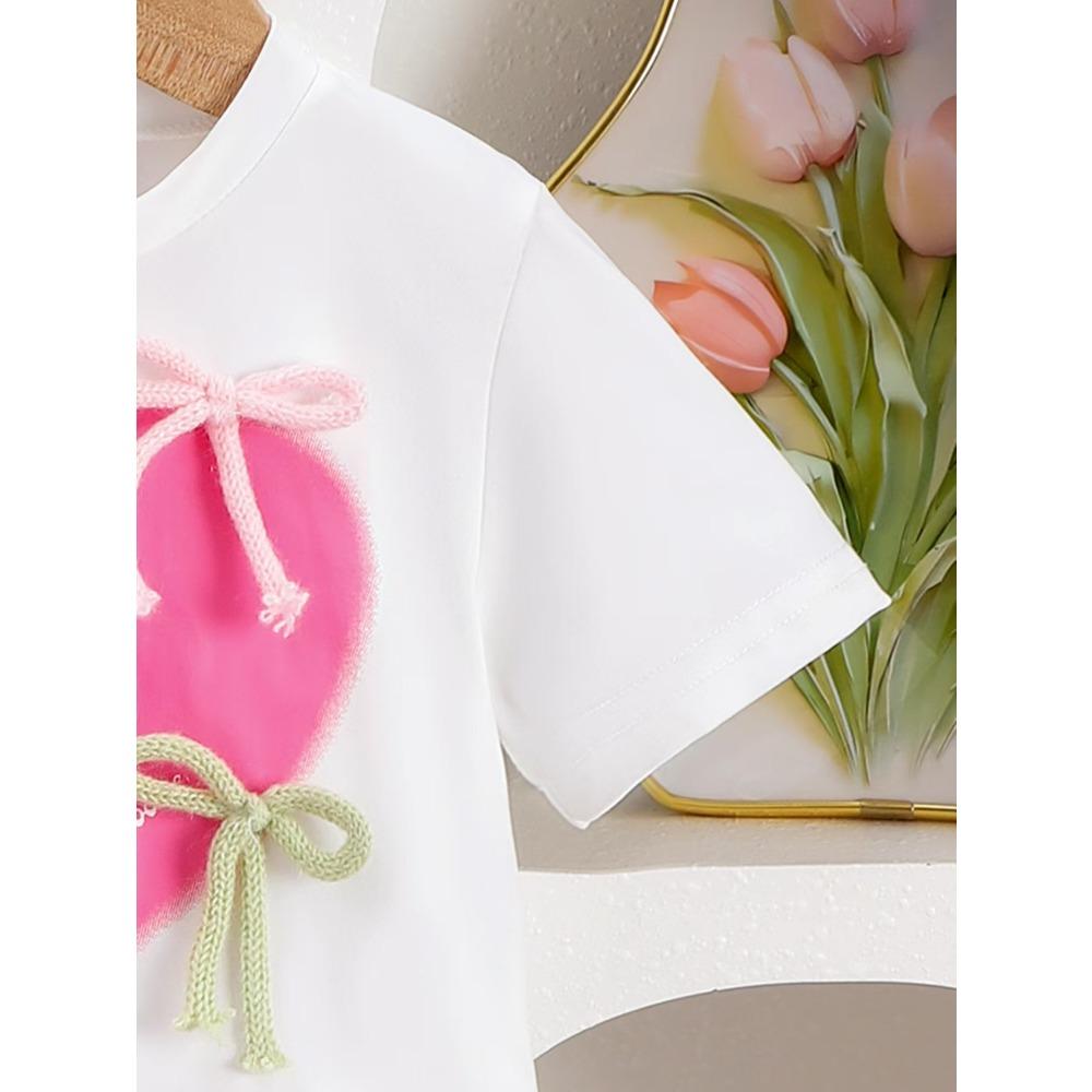 4-7Y Children's Clothing Love Bow Beige Top + Pink Pleated Skirt Set Kids Set Girl Gress