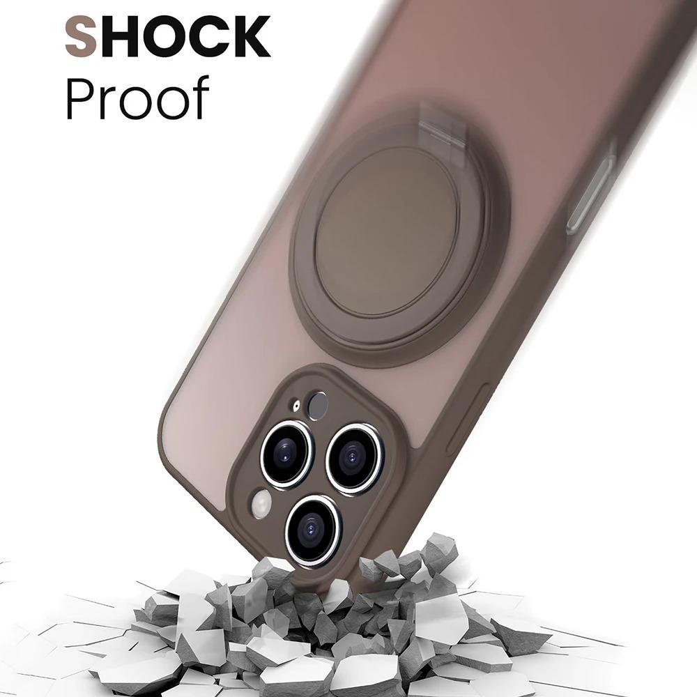 360° Rotating Bracket Matte Clear Magnetic Case for IPhone 17 16 15 13 14 Plus 12 11 Pro Max 17Air MagSafe Wireless Charge Cover