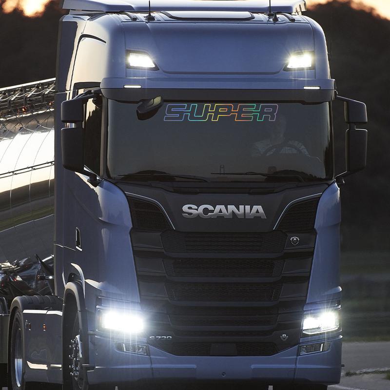 SUPER Car Windshield Sticker For Scania R S G Series Vinyl Film Decor Decal Heavy Big Truck Semi Trailer Auto Tuning Accessories