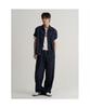 Elastic Waist Balloon Fit Denim Pants Navy