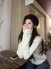 Women's Black Fungal Collar Polka Dot Base Shirt, Autumn/Winter Long-Sleeve Korean Style Top