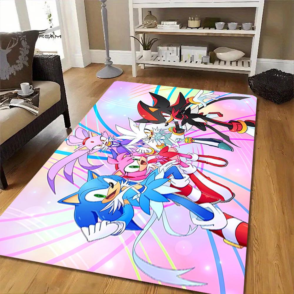 Sonic The Hedgehog Figures Set Decoration,Carpet,Living Room,Bedroom, Non-slip,Square rug