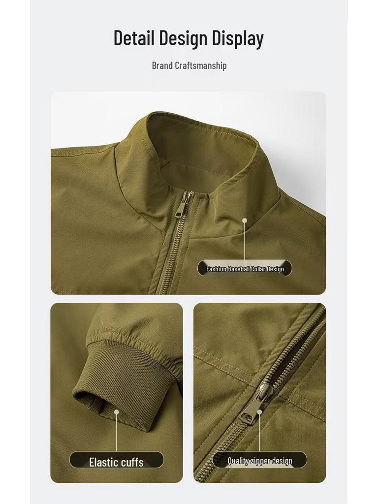 Herren Amerikanischer Stil Fliegerjacke - Frühling/Herbst Jugendlicher Windbreaker mit Stehkragen