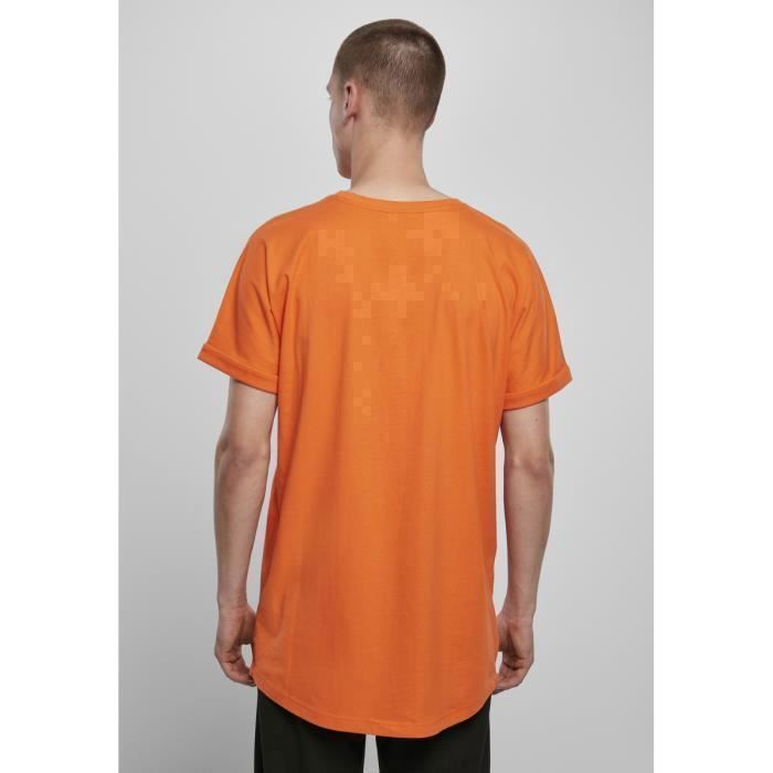 T-shirt - Urban Classics - Long Turnup Tee - Orange - 100% Coton - Coupe Loose