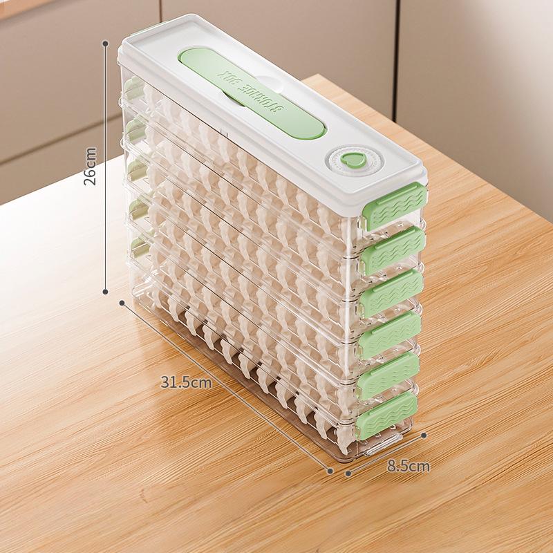 Narrow-Edge Food-Grade Multi-Layer Dumpling Storage Box with Non-Stick Bottom, Fresh-Keeping, Sealed for Refrigerator Side Door.