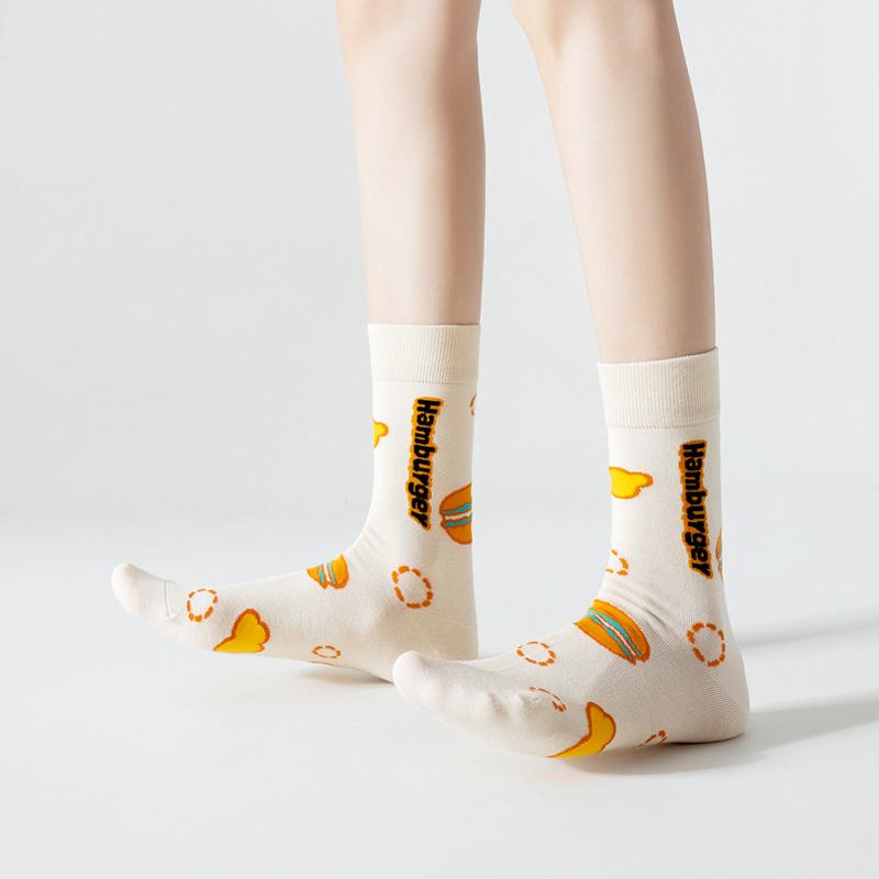 5 Pairs of Female Spring and Summer Trend Cartoon Tube Socks