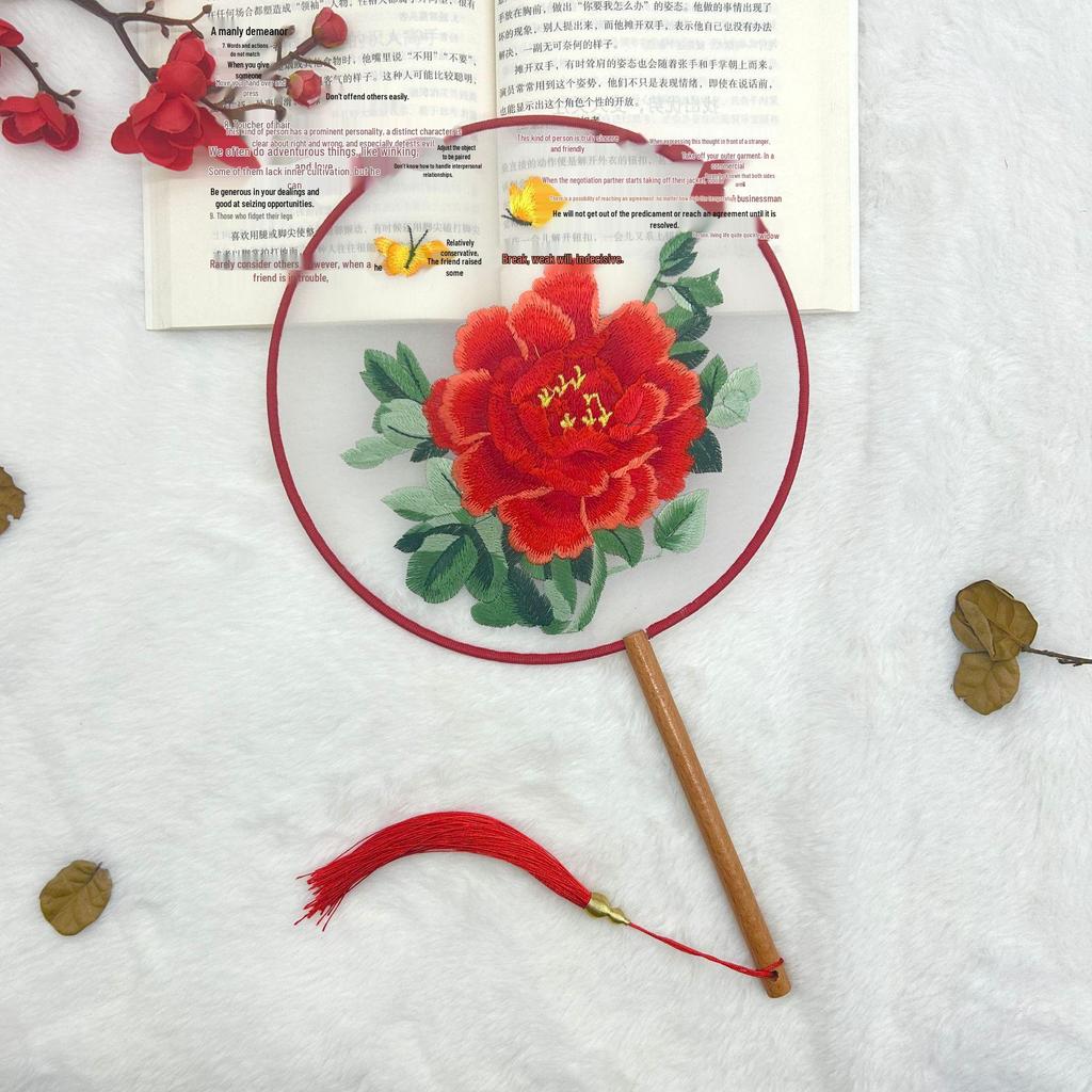 Ancient Style Single-Sided Suzhou Embroidery Dance Fan