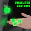 Glowing Car Tire Valve Caps Waterproof Glow In The Dark Tire Lights Night Safety Light Universal Bicycle Stem Covers for Car Truck SUV Motorcycle
