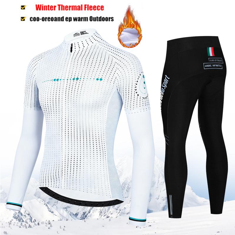2027 Winter Tour De Italy Thermal Fleece Cycling Clothes Men Jersey Suit Outdoor Road Bicycle Clothing Bib Pants Set